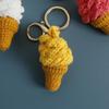 Ice Cream Cone Crochet Keychain Handmaking Knitted Keyrings Exquisite Ice Cream Pendant  Bag Charm