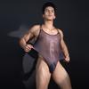 Sexy Herren Durchsichtiger Bodysuit mit offenem Schritt Hoher Schnitt Elastisches Weste Korsett Former Öl Glänzend Glänzend Yoga Gay Wear Zimmermädchen Leotard