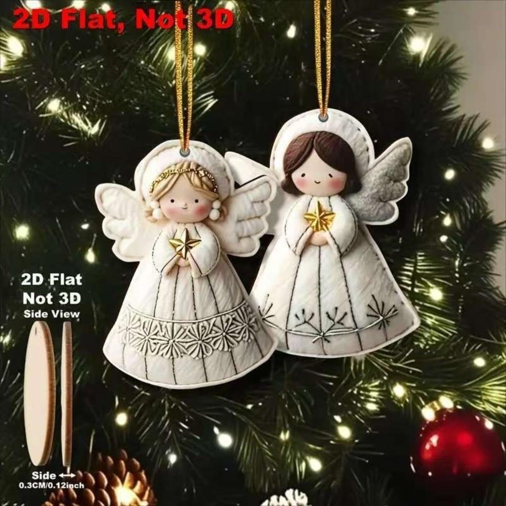 12Pcs Jesus, Our Lady, Angels, Sheep Xmas Tree Pendant Handcrafted DIY Christmas Decorations Holiday Gift Decor 2D Flat