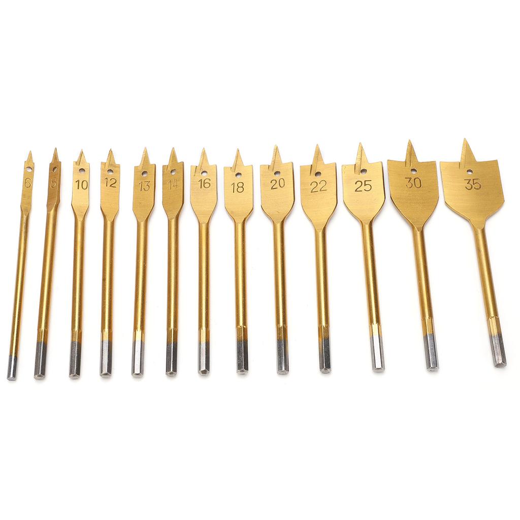 13pcs High Carbon Steel Paddle Flat Bits 1Celsius4in Hex Shank Wood Hole Cutter