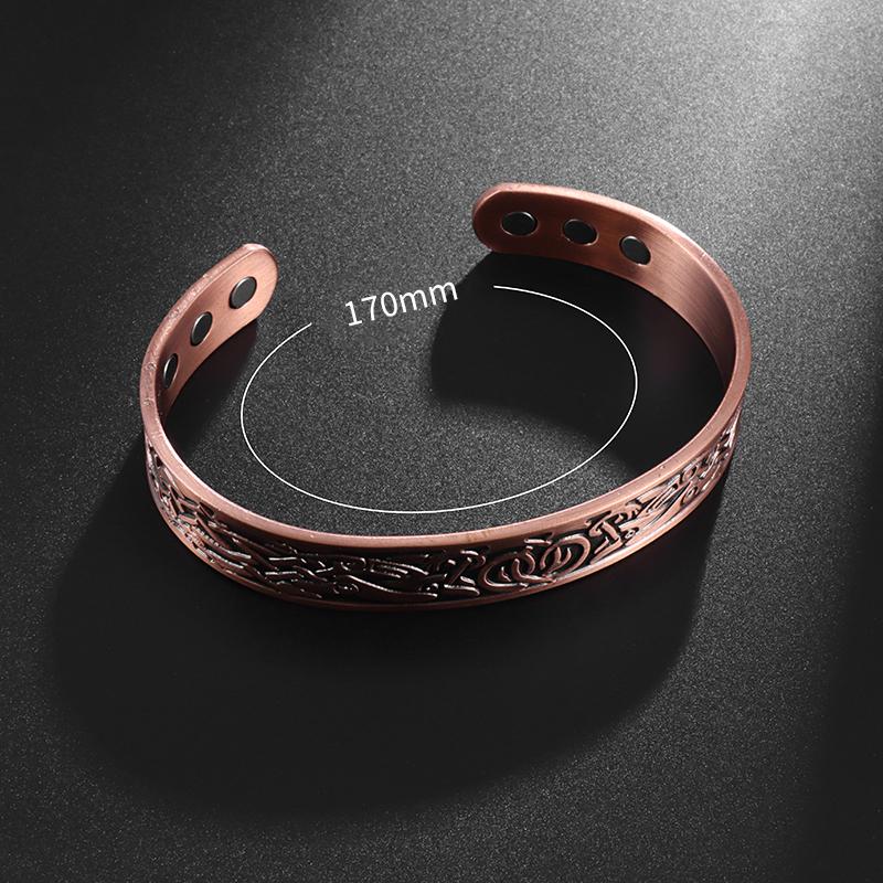 Totem Cuff Bracelet for Women and Men Ancient Copper Plated Adjustable Magnetic Bracelet Bangle Exquisite Gift