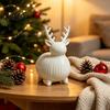 Nachhaltiges Material Tierdekor 3D-gedruckte Linienkunst Rentierfigur, Cartoon-Hirschstatue, Statue für Büro Niedliches Weihnachts-Tischdekoration Zuhause