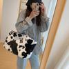Winter Fashion Faux Fur Bag Large Capacity Leopard Print Bag Women'S One-Shoulder Messenger Handbag Bag Plush Female Bag