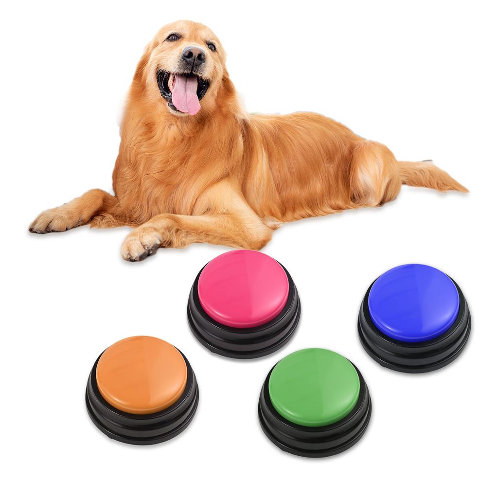Kavolet 4PCS stemmeopptaksknapper for barn Interaktiv lekeoppgradering hundeknapper med beinfiksering