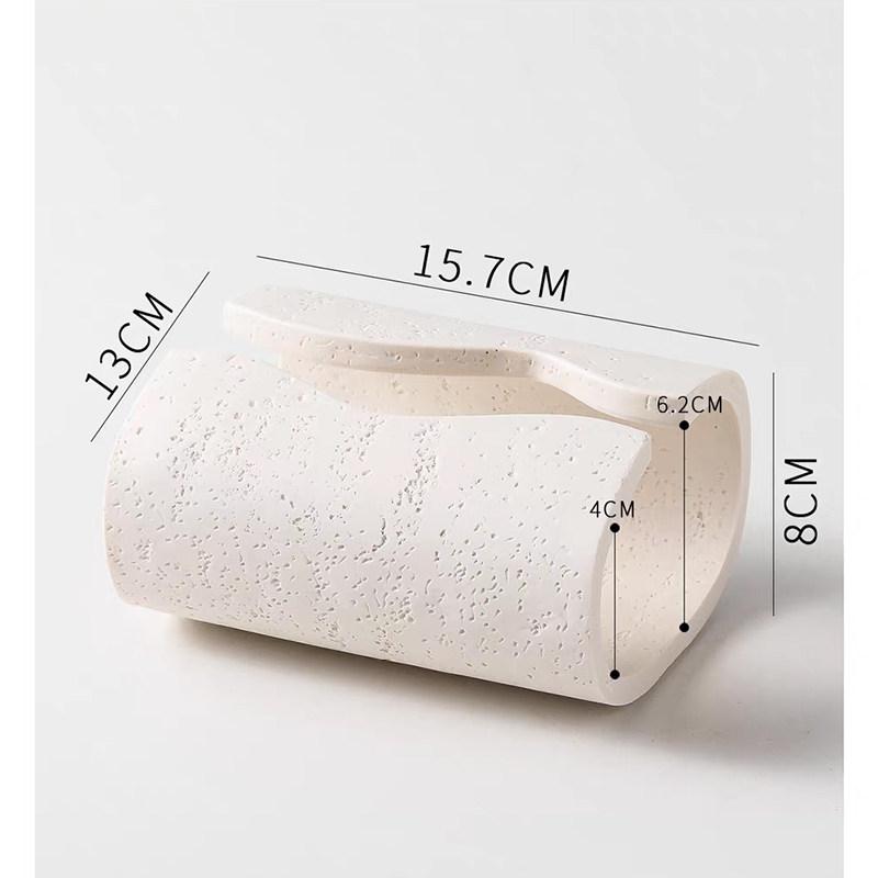 Cave Stone Tissue Box Advanced Sense Living Room Luxury Walnut Leather Paper Box Creative Paper Box Home Decoration