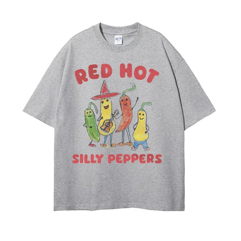 Knallrote alberne Paprika Lustige Meme T-Shirts Männer Frauen Vintage Hochwertige Oberteile T-Shirts Sommer Lässig Gemütliches Oversize-T-Shirt