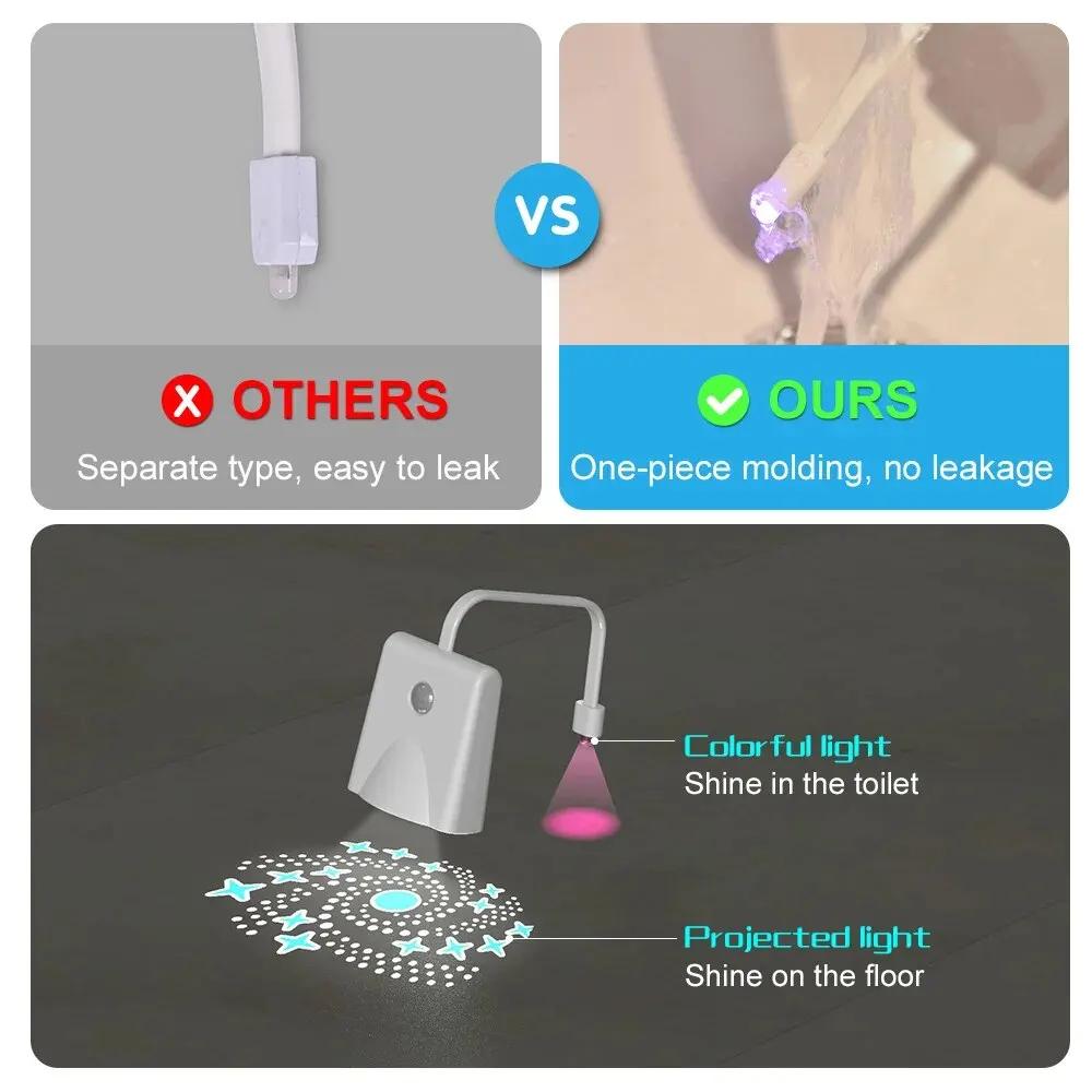 1PC Luce Notturna per WC con Sensore di Movimento Luce LED per WC 7 Colori Ricaricabile Lampada Notturna LED per Decorazione Bagno Toilette
