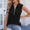 Women's Summer Polo Collar Sleeveless Zipper Vest