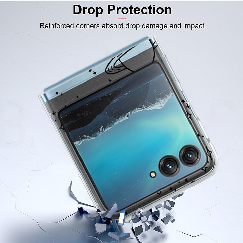 Faltbare Hülle für Motorola Razr 50 40, Astronauten-Flugzeugmuster, 2cps, ultrastoßfeste, transparente, dünne Hart-PC-Hülle
