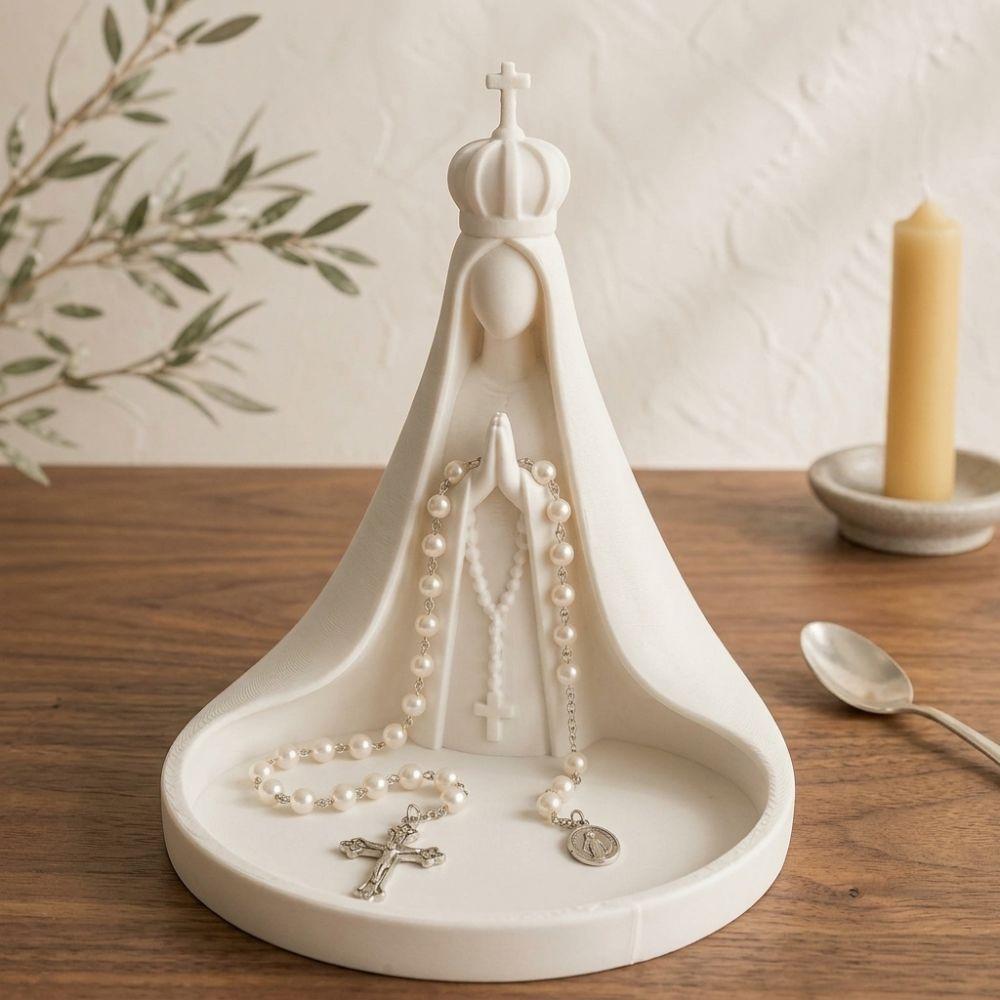 Catholic Virgin Mary Rosary Holder 3D Printing Cross Stitch Bead Dish Study Desk