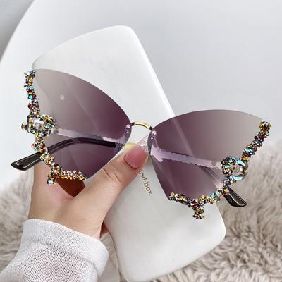Oversized sluneční brýle Shine Y2k Vintage Fashion Diamond Butterfly Sluneční brýle Dámské Dámské Brýle Gafas De Sol