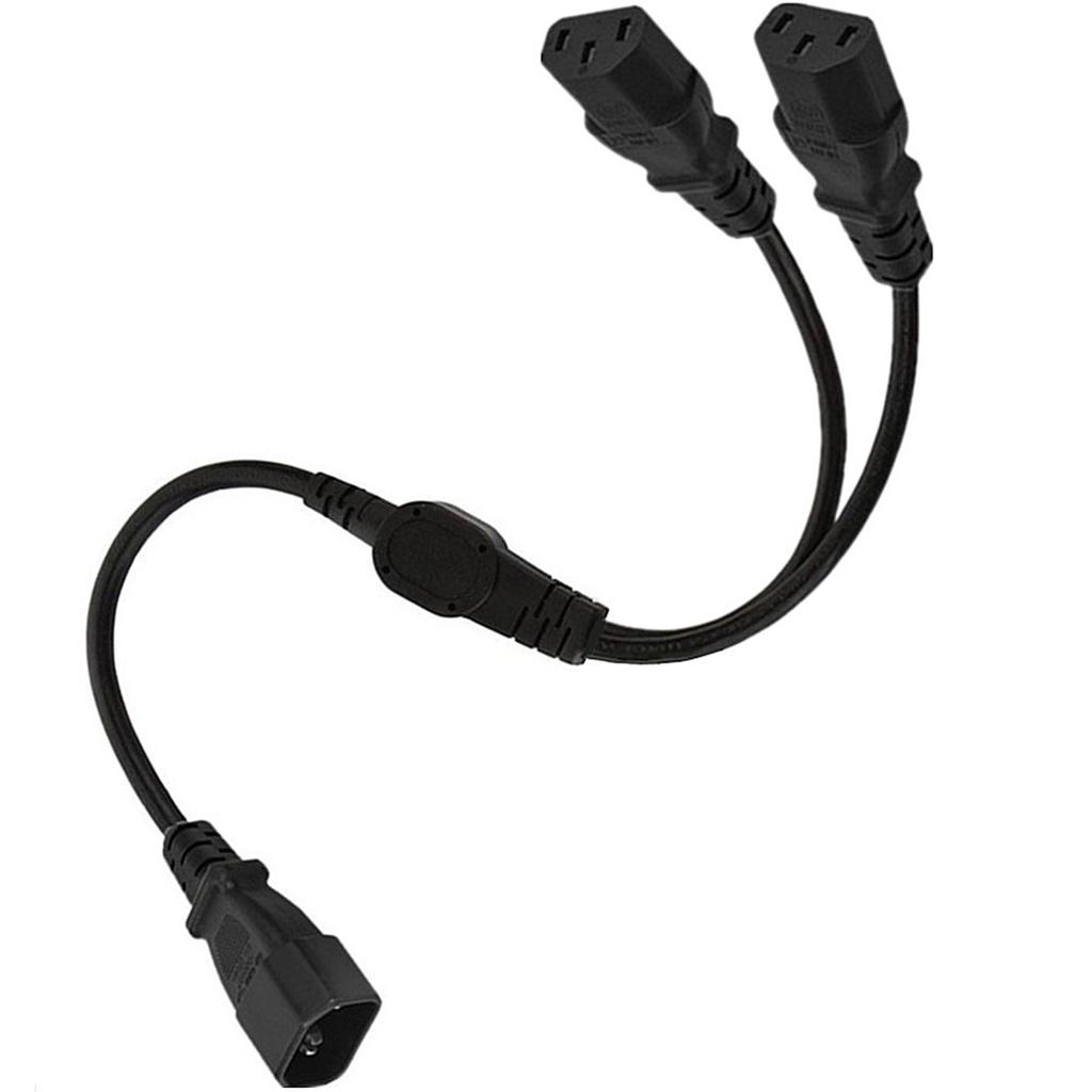 3-Prong C14 To IEC320-C13 Connector Adapter Cord Male Plug To Female Socket Converter Cable Y-splitter Power Wire Line