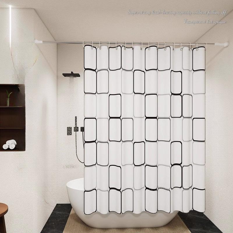 Transparent Waterproof Shower Curtain Bathroom Translucent Partition Curtain Easy Clean Wipe Mildew Proof Curtains with Hooks