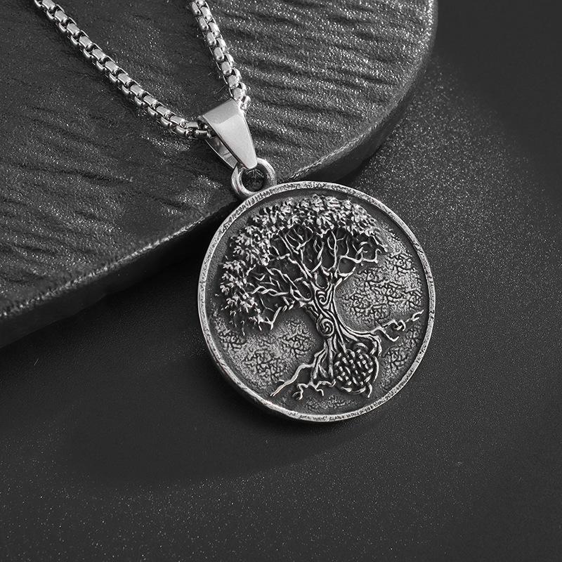 Pendant Nordic Viking Tree of Life New Retro Round Pendant Jewelry Necklace