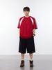 Camiseta Deportiva Casual Unisex con Bloques de Color y Hombro Caído, Cuello Redondo - Ideal para Uniformes de Equipo