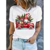 Women's Christmas Gnome Graphic T-Shirt Short Sleeve Round Neck Casual Top Washable Holiday Party Tee for Women, Gnome Gift