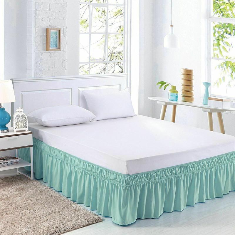 Top Selling Affordable Solid Color Wrap Around Ruffled Bed Skirt with Strong Elastic -Fade Resistant Fabric 15 Inch High