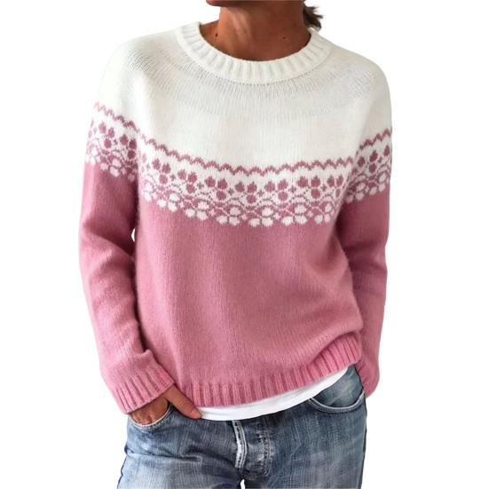 

Женский свитер с круглым вырезом, длинным рукавом, в стиле пэчворк, пуловер, топы свободного кроя, осенне-зимний вязаный топ L