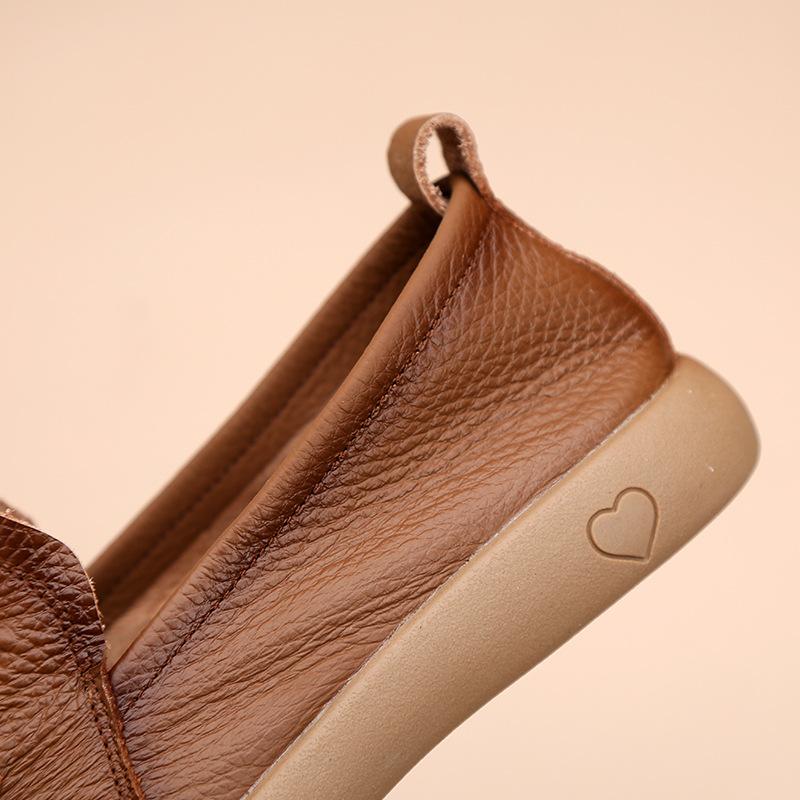 Genuine Leather Women Flats Woman Casual Shoes Loafers Female Slip-on Boat Shoes,Mother's Shoes