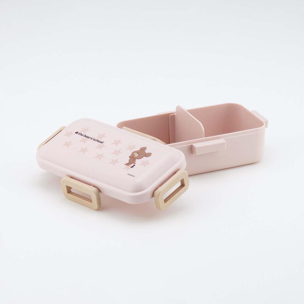 Skater Bento-Box, 530ml, Einlagig, Hergestellt in Japan, Auslaufsicher, 4-Punkt-Verschluss, Spülmaschinen- und Mikrowellengeeignet, Design "The Bears' School, Cocoa",