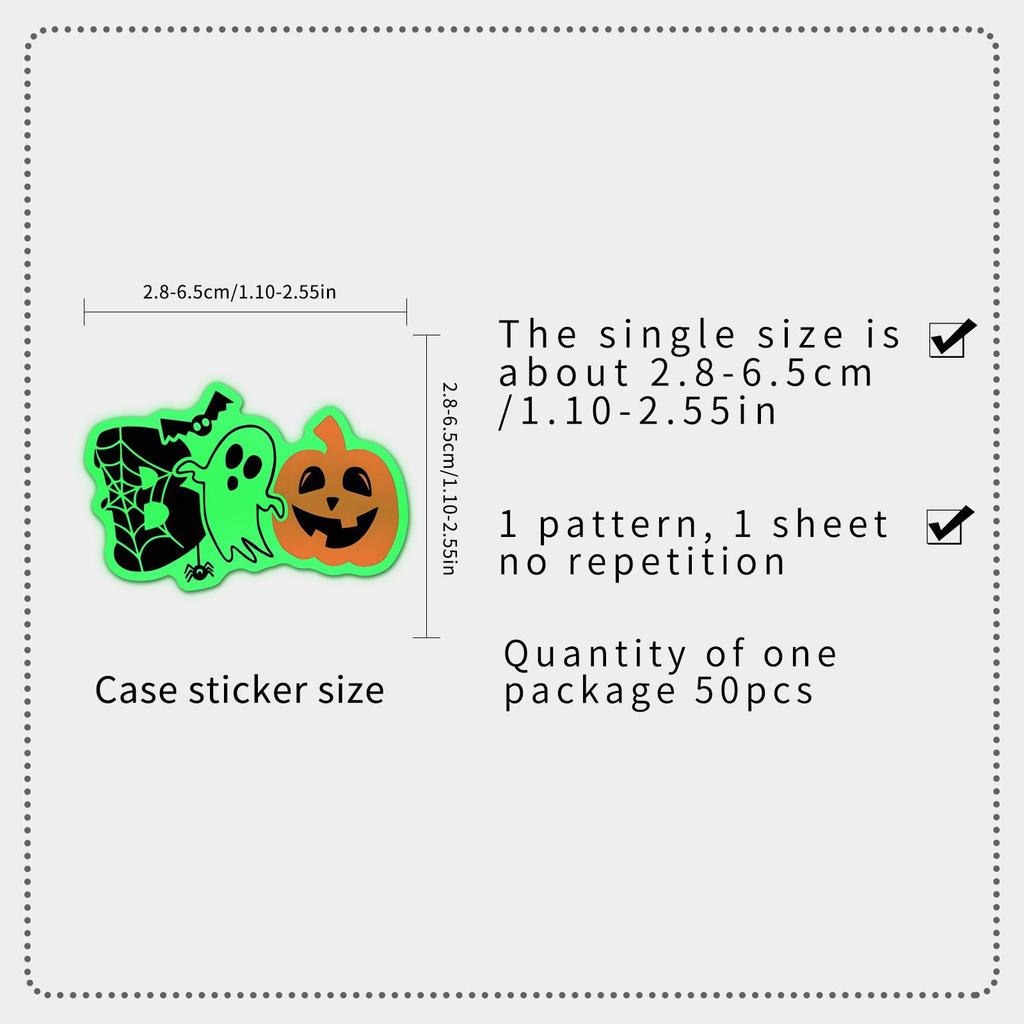 50 Halloween Classic Decoration Stickers: Funny, Waterproof for Suitcases, Speakers, Desktops