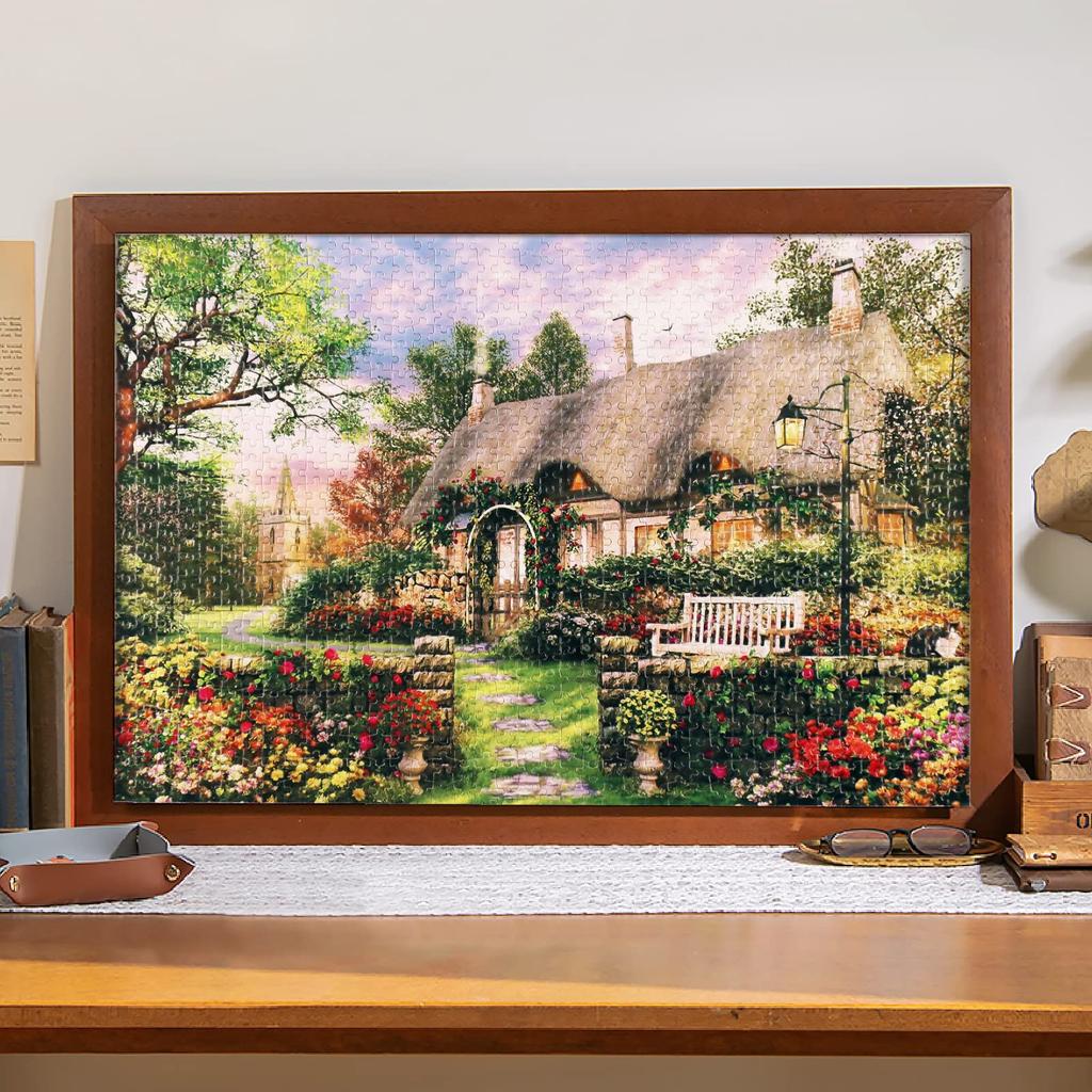 MISITU Micro Piece Jigsaw Puzzle, 1000 Pieces, Landscape Painting, Flower Garden, Nature, Gift, Birthday, Christmas, Stylish Interior, Mountain Cabin