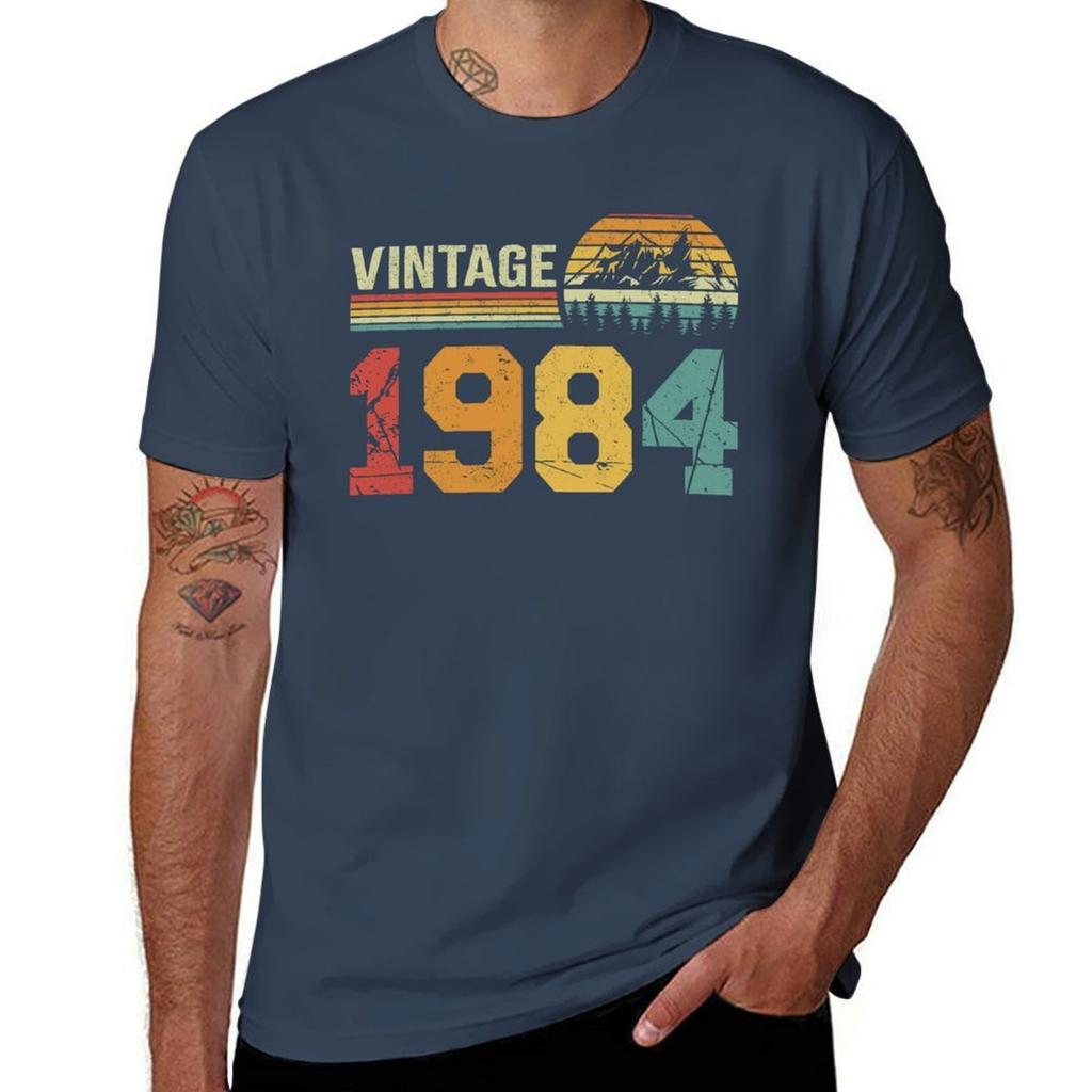 Vintage 1984 Retro Classic 40th Birthday Gift Idea TShirt Basic Plain Short Sleeve Crew Neck Tee