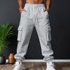 Yousheng Men Winter Jogger Pants Drawstring Waist Gym Sweatpants Thickened Warm Cargo Pants Baggy Track Pants for Jogging Running Workout
