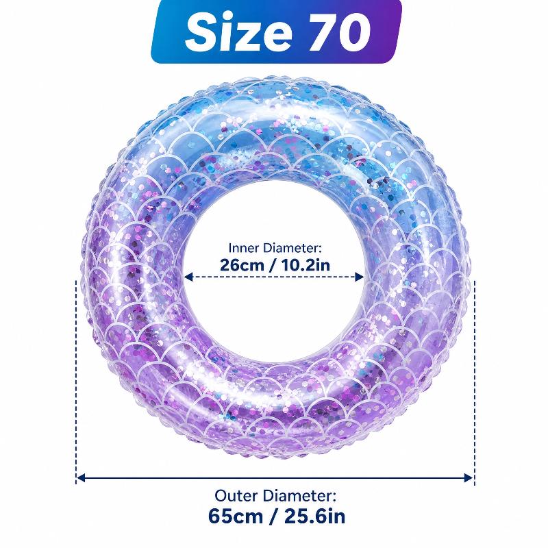 Adult Glitter Starry Pool Float Thick BPA-free Inflatable Swim Ring for Outdoor Summer Beach Swimming Water Play