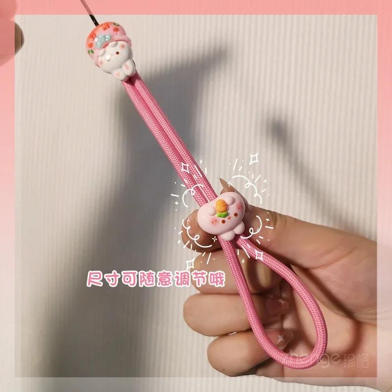 Wrist Rope Cartoon Cute Cute Cute Mobile Phone Rope Portable Adjustable Length Peach Blossom Rabbit Rich Accessory Phone Case