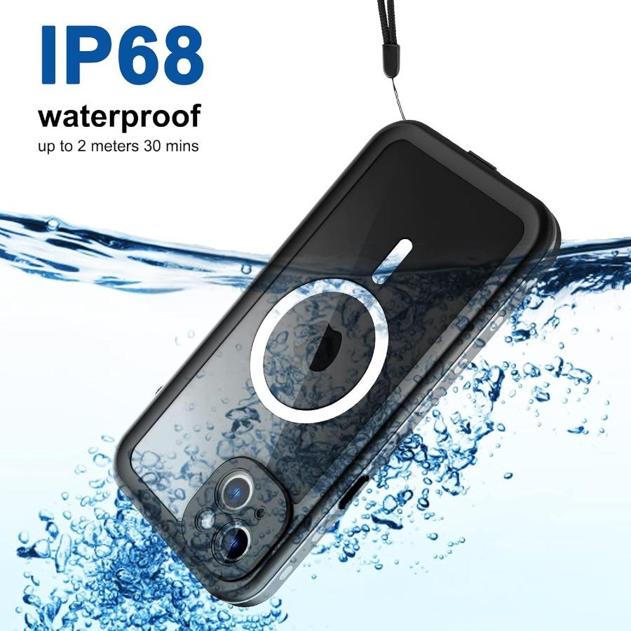 For iPhone Air 17 17e 16e 16 15 14 Plus 13 Pro Max IP68 Waterproof Magnetic Clear Case Diving Swim Full Protection Shockproof