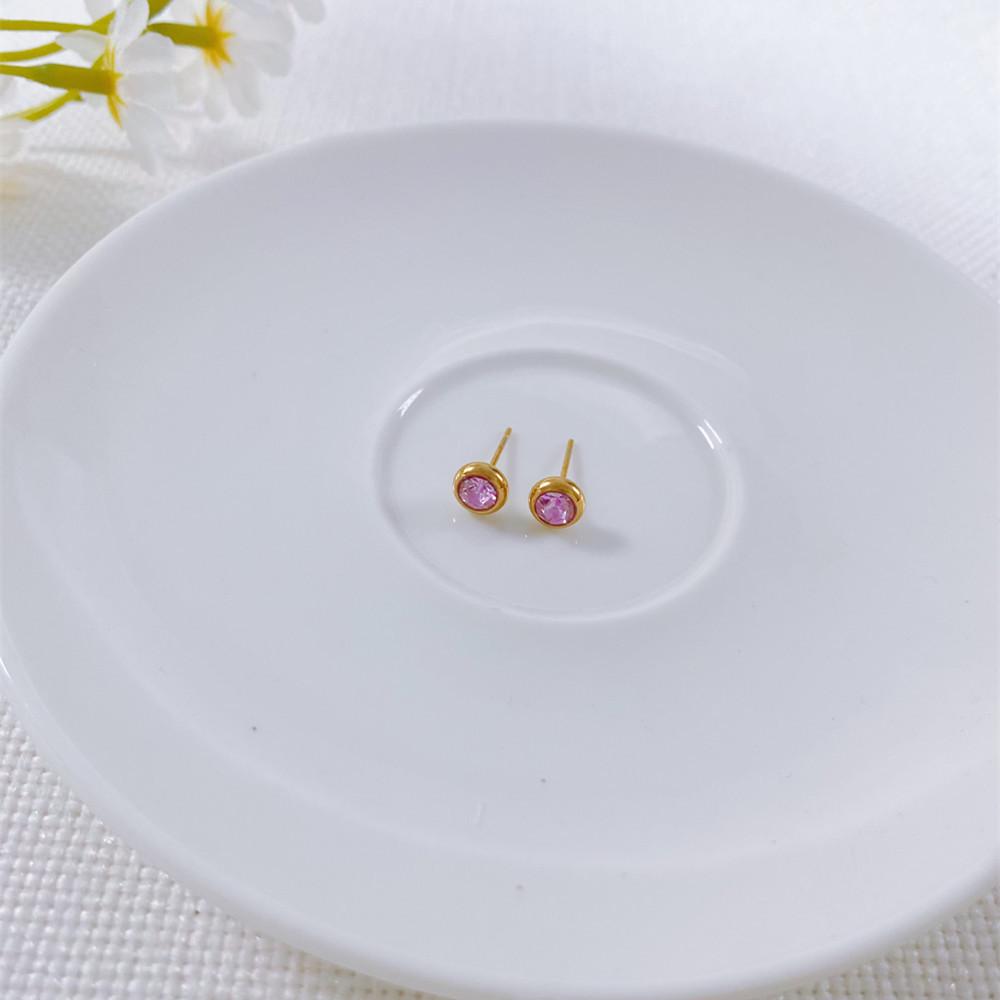 European-American Niche Style Colorful Zirconia Birthstone Earrings with Stainless Steel