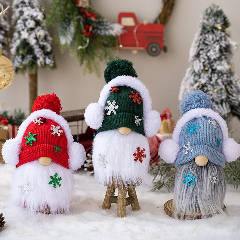 Gnome Christmas Unique Decoration With Vibrant Knitted Hat And Ear Muffs For Wonderland Winter