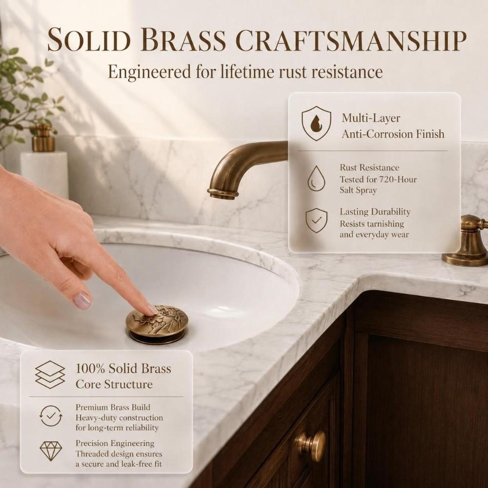 Brass Drain Stopper Without Overflow Basin Drain Filter Durable Sink Drain Vessel Sink