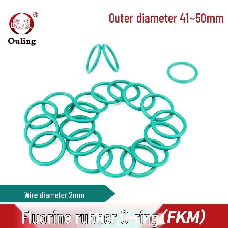 Green Oil-Resistant Fluororubber O-ring, Outer Diameter 41-50mm, Thickness 2mm 41*2mm (5pcs) Green Fluororubber O-ring