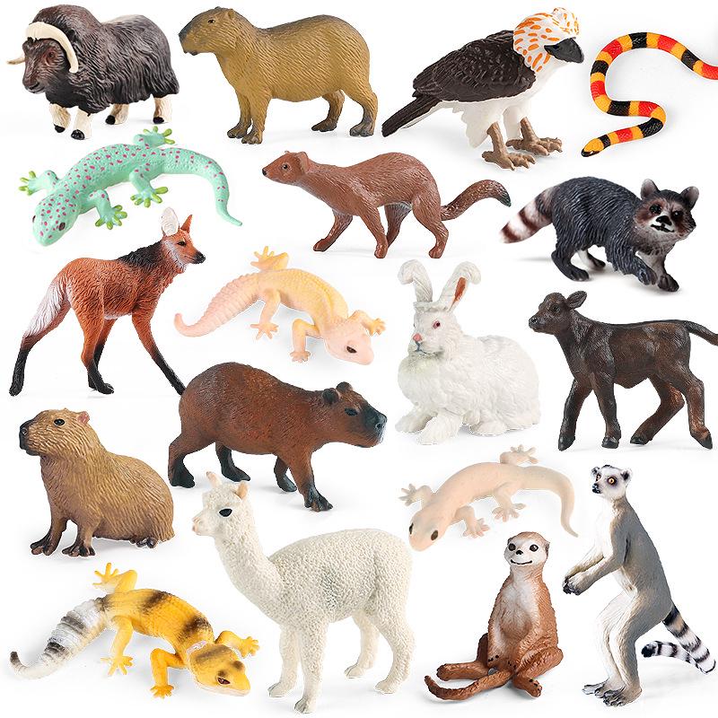 Kids' Cognitive Animal Models: Lemur, Meerkat, Capybara, Orangutan, Eagle, Maned Wolf, Gecko Toy Set