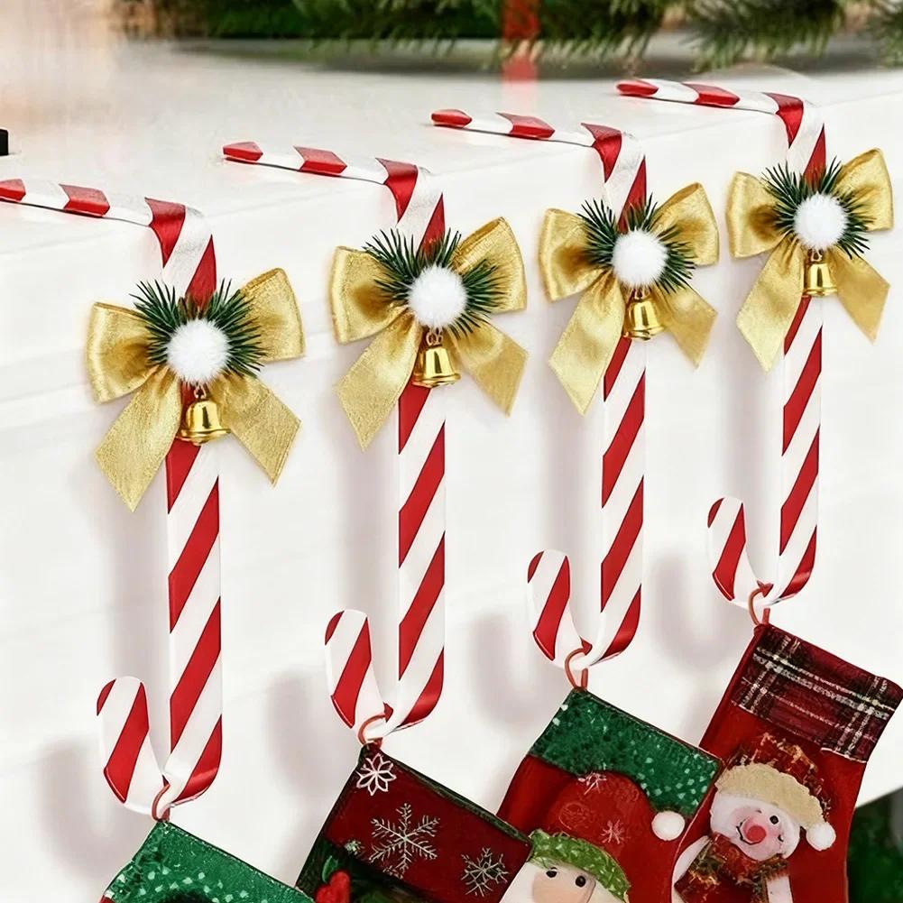 

Festive Atmosphere Christmas Stocking Holders Versatile Hooks For Christmas Decorations Christmas Decorations Anti-Slip Feature Red and white