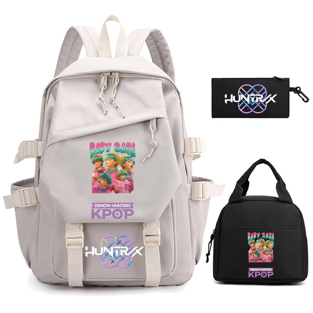 3 Stück/Set Cartoon Kpop Dämonenjäger Bedruckter Rucksack für Teenager Junge Mädchen Kinder Große Kapazität Schultasche Studenten-Buchtasche Damen Reisetasche Mochila