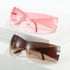 Women & Men Futuristic Hip Hop One Piece Sun Glasses Rimless Y2K Sunglasses Wrap-Around