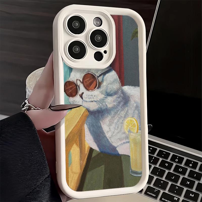 Phone Case for iPhone 17 Air 16E 15 16 Pro Max Funny Cats Fashion Style Cover 14 Plus 13 12 Mini Soft Shell Silicone Fundas