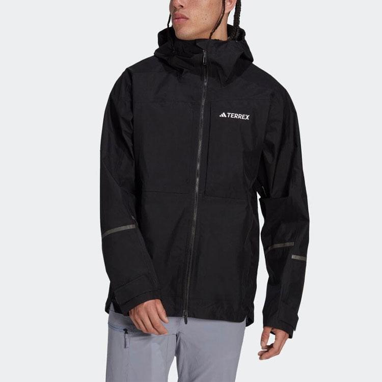 Adidas Letter Print Long Sleeve Hooded Jacket Men Jacket Black HN2918