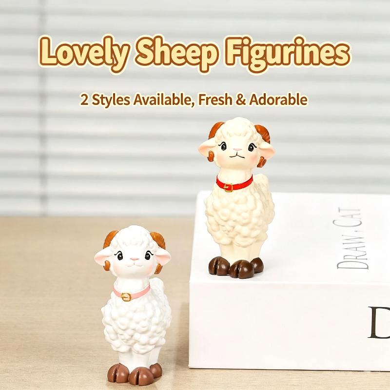 Cute Mini Resin Sheep Figurine Adorable Cartoon Design Fine Workmanship Desktop Decor for Home Office Study Table