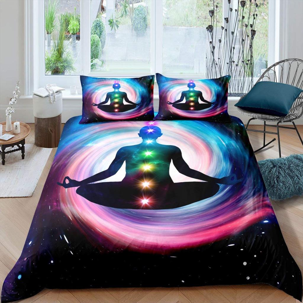 Bohemian King Queen Duvet Cover Yoga Comforter Cover Chakra Meditation Hamsa Eye Bedding Set Exotic Boho Polyester Quilt Cover