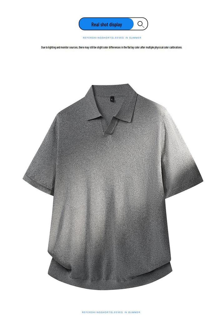 Men's Plus Size Breathable Knit Summer T-shirt - Loose Fit Short Sleeve