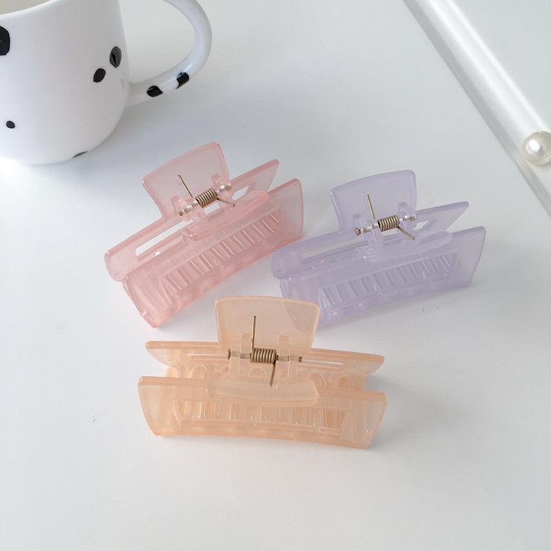 Pc Stylish 8cm Material Jelly Color Hair Claw Clip With Simple Geometric Design