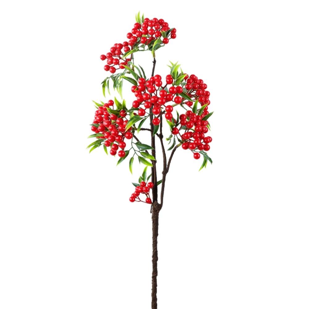 Зеленые Листья Искусственные Пенопластовые Ягоды Ветка Искусственные Фрукты Удачи Роскошные Искусственные Ягоды Фрукт Реалистичные Элегантные Искусственные Растения L красный