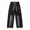 Sommer Herren Straight Jeans Weites Bein Denim Cargo Hose Leichte Baggy Hose