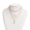 Fantastic light luxury trend multi-layer back chain micro-diamond fritillary butterfly pendant necklace
