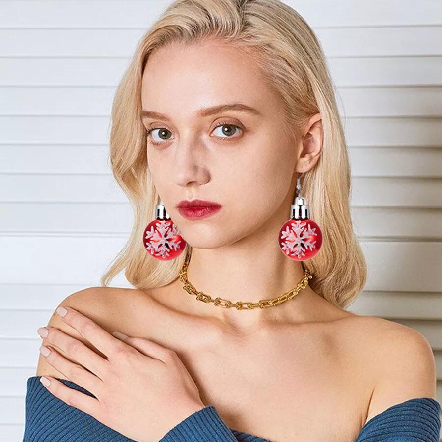 Christmas Star Snowflake Ball Shaped Bulb Earrings Dangle Hook For Women Ear Dangle Drop Xmas Decor Party Jewelry Gift