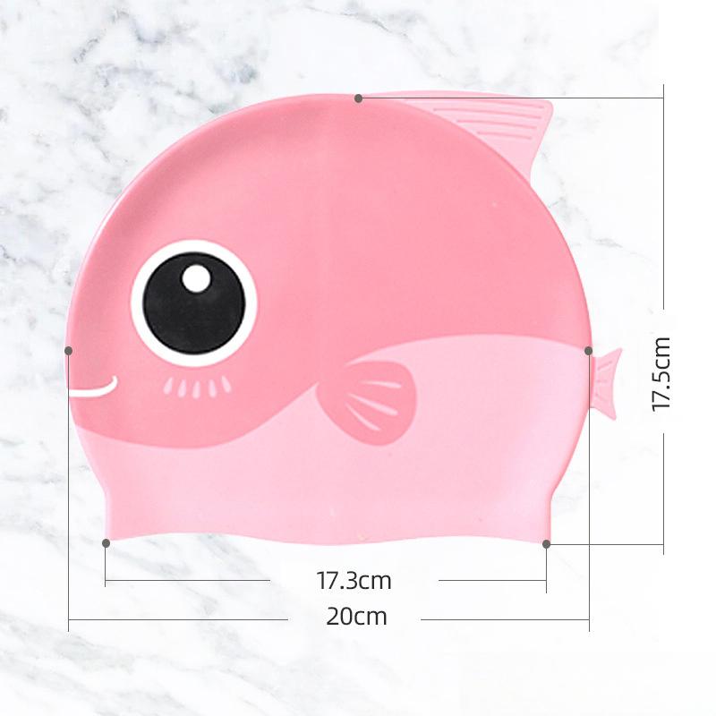 

Cute Cartoon Fish Dino Silicone Swimming Cap For Children Protect Ears Swim Hat For Boys Girls Kids Swimming Pool Accessories 20cm світло-рожевий колір